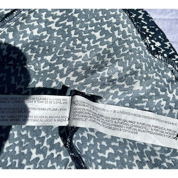 Zara Womens Size S Swing Shift Dress Blue White Long Sleeve Geometric Print Mini - Picture 9 of 15